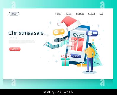 Weihnachten Verkauf Vektor-Website-Vorlage, Web-Seite und Landing-Page-Design für Website und mobile Website-Entwicklung. Weihnachtsangebot, Sonderangebot, Rabatte. Stock Vektor