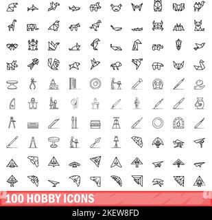 100 Hobby Icons Set. Skizzieren Illustration von 100 Hobby-Symbole Vektor-Set isoliert auf weißem Hintergrund Stock Vektor