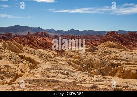 Panoramablick über den Valley of Fire State Park in Nevada, USA Stockfoto