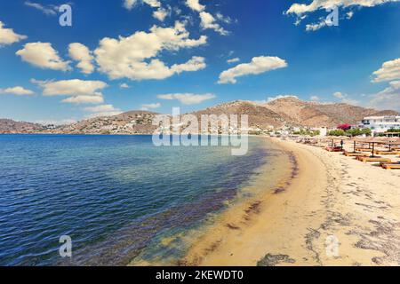 Der Sandstrand Yialos in iOS Insel, Griechenland Stockfoto