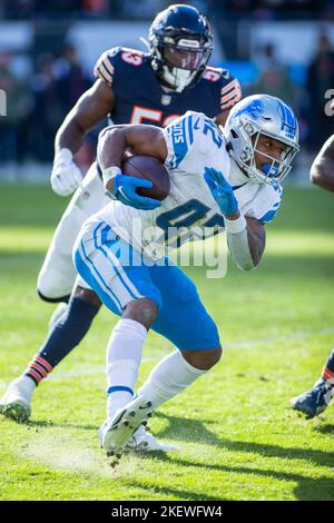 Chicago, IL, USA. 13.. November 2022. Detroit Lions #42 Justin Jackson in Aktion während eines Spiels gegen die Chicago Bears in Chicago, IL. Mike Wulf/CSM/Alamy Live News Stockfoto