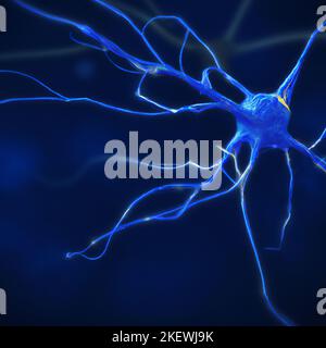 Mikroskopische Ansicht der Synapsen. Gehirnverbindungen. Neuronen und Synapsen. Kommunikation und Hirnstimulus. Neuronale Netzschaltung, degenerativ Stockfoto