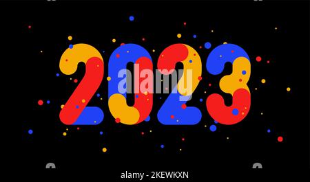 2023. Frohes neues Jahr. Grußkarte mit Aufschrift 2022. Geometrischer, heller Stil für ein glückliches neues Jahr 2022. Hintergrund Urlaub, Poster. Vektorgrafik Stock Vektor