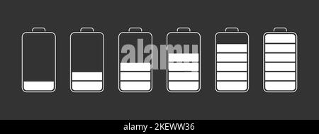 Akkuladestandsanzeige. Smartphone mit entladenem und vollständig aufgeladenem Akku. Vektorgrafik Stock Vektor