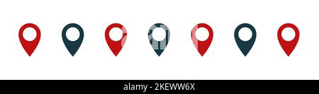 Zeiger- oder Navigationssymbole. Symbol Für Die Pin-Position. Kartenzeiger. Flaches Design. Vektorgrafik Stock Vektor