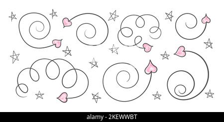 Handgezeichnete Pfeile. Valentinstag Pfeile. Muster von Hand gezeichnet. Herzen und Pfeile. Vektorgrafik Stock Vektor