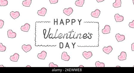 Valentinstag Hintergrund. Alles Gute Zum Valentinstag. Inschrift mit Herzmuster. Vektorgrafik Stock Vektor