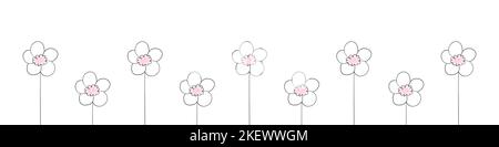 Blumen Hintergrund. Blumen für Banner, Poster oder Web. Blumenmuster. Handgezeichnete Blumen. Minimalistisches Blumenmuster. Vektorgrafik Stock Vektor