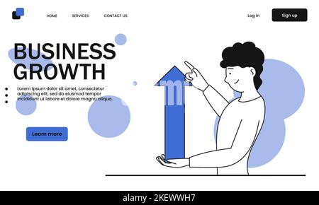 Geschäftswachstum und Analyse und Planung, Steigerung der Gewinne Vektor Illustration Konzept. Erfolgreiches Finanz- und Marketingmaterial, Geschäftsvorrat Stock Vektor