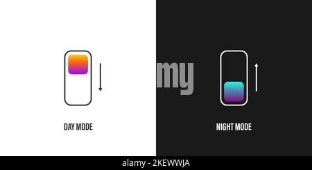 Symbol für dunklen Modus-Schalter. Design-Konzept der App-Schnittstelle. Tag- und Nachtmodus Gadget-Anwendung. Vektorgrafik Stock Vektor