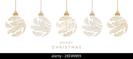frohe weihnachtskarte mit hängender Kugel-Dekoration Stock Vektor