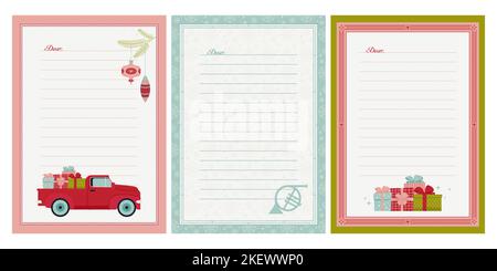 Weihnachtsbordüre mit elegantem Rahmen und Vintage-Bild. Vektor-Illustration im Retro-Flat-Stil Stock Vektor