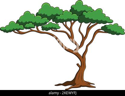 Schöne einfache Baum Cartoon-Vektor-Illustration Stock Vektor