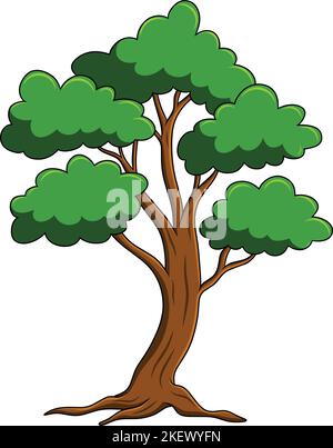 Schöne einfache Baum Cartoon-Vektor-Illustration Stock Vektor