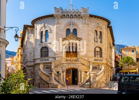 Monaco, Frankreich - 2. August 2022: Justizpalast, Justizpalast, Justizministerium, historisches Hauptquartier in der königlichen Altstadt von Monaco Ville Stockfoto