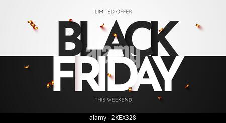 Schwarzes Freitagsbanner. Vorlage für Promotion, Werbung, Online-Werbung, Social Media und Modewerbung. Vektorgrafik. Stock Vektor