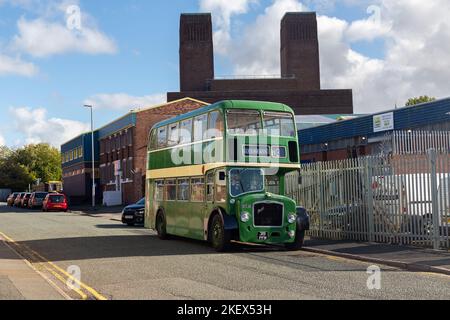 Birkenhead, Großbritannien: Crosville Bristol FS6G Lodekka Bus, Bridge Street, Wirral Transport Museum Stockfoto