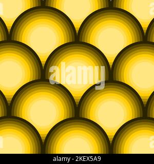 Abstrakter Hintergrund mit Kreisen. Farbenfrohe, nahtlos strukturierte Kacheln für Design. Gelbe Farbskala. Stockfoto