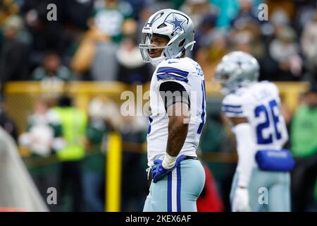 Green Bay, Wisconsin, USA. 13.. November 2022. Micah Parsons (11), Linebacker der Dallas Cowboys, während des NFL-Fußballspiels zwischen den Dallas Cowboys und den Green Bay Packers in Green Bay, Wisconsin. Darren Lee/CSM/Alamy Live News Stockfoto