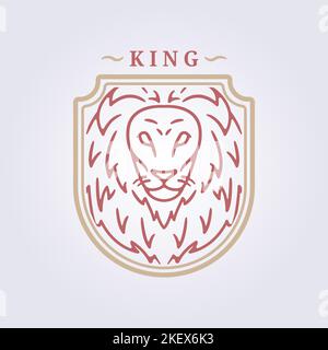 Ein Vektordesign mit dem King Lion Head Line Icon-Logo auf weißem Hintergrund Stock Vektor