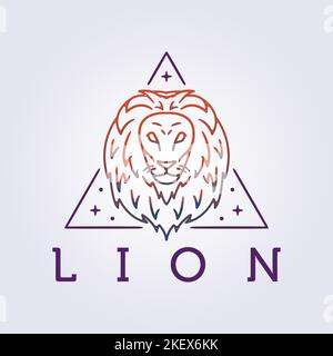Ein Vektordesign mit dem King Lion Head Line Icon-Logo auf weißem Hintergrund Stock Vektor