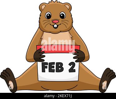 Groundhog Holding Kalender Cartoon Clipart Stock Vektor