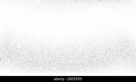 Körnige Sandstruktur. Gewellter, gestipelter Gradientenhintergrund. Grunge Noise Dotwork Tapete. Schwarze Punkte, Flecken, Partikel oder Granulate. Vektorgrafik monochrom Stock Vektor
