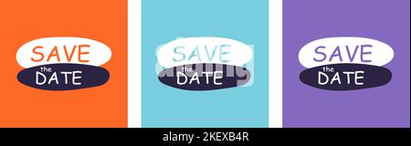 Speichern Sie den Date Post in modernem Stil. Stellen Sie verschiedene Poster ein Stock Vektor