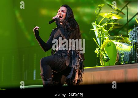 London, UK, 14/11/2022, Sängerin Amy Lee von der Rockband Evanescence, die am O2 in London konzertiert.Quelle: John Barry/Alamy Live News Stockfoto