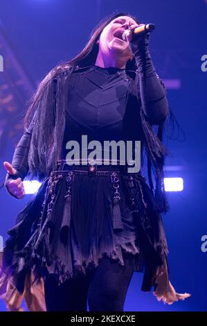 London, UK, 14/11/2022, Sängerin Amy Lee von der Rockband Evanescence, die am O2 in London konzertiert.Quelle: John Barry/Alamy Live News Stockfoto