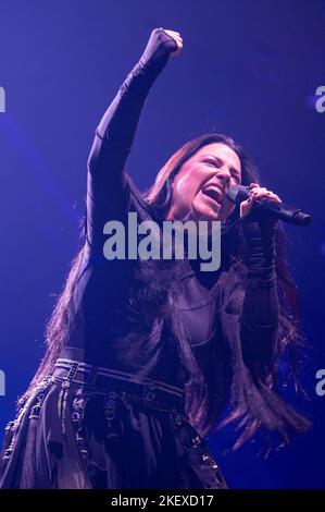 London, UK, 14/11/2022, Sängerin Amy Lee von der Rockband Evanescence, die am O2 in London konzertiert.Quelle: John Barry/Alamy Live News Stockfoto