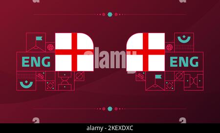 england Flagge für 2022 Fußball-Cup-Turnier. Isolierte Nationalmannschaftsflagge mit geometrischen Elementen für 2022 Fußball oder Fußball Vektor-Illustration. Stock Vektor