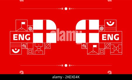 england Flagge für 2022 Fußball-Cup-Turnier. Isolierte Nationalmannschaftsflagge mit geometrischen Elementen für 2022 Fußball oder Fußball Vektor-Illustration. Stock Vektor