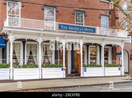 Außenansicht des American Hotel, Sag Harbor, NY Stockfoto