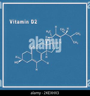 Vitamin D2, strukturelle chemische Formel auf weißem Hintergrund Stockfoto