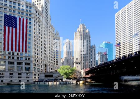 4.. Juli vom Chicago River Stockfoto