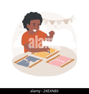 Reißverschluss Club isoliert Cartoon Vektor Illustration. Pflege der Selbstentwicklung, Vorschulunterricht, montessori-Methode, Zipping-Praxis, Zipper-Club-Aktivität, Buttoning Spielzeug Vektor Cartoon. Stock Vektor