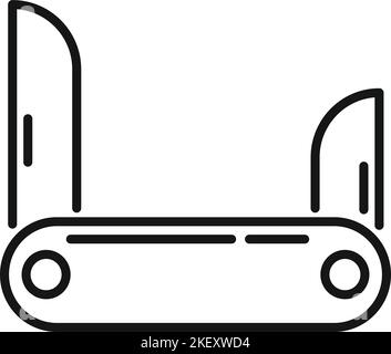 Skizze des Camping-Messers. Armee-Multitool. Schweizer Tool Stock Vektor