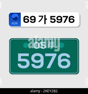 Flaches Design Südkorea Kfz-Kennzeichen Stock Vektor