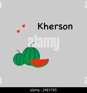 Kunst mit Wassermelonen. Befreiung der Cherson. Stock Vektor