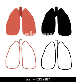 Vektor-Set aus einfachen menschlichen Lungen, die vom Hintergrund isoliert sind. Sammlung von Kontur und Silhouette menschlichen Körper Organ. Design-Element für Logo, ISON Stock Vektor
