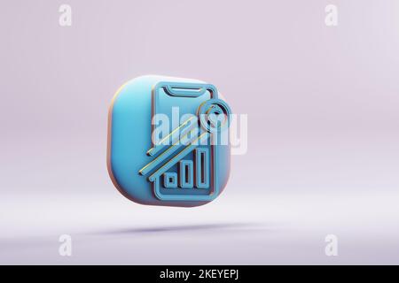 Schöne abstrakte Illustrationen blau Blockchain Statistik Symbol-Symbole auf einem wunderbaren Hintergrund. 3D Rendering-Illustration. Hintergrundmuster für Stockfoto