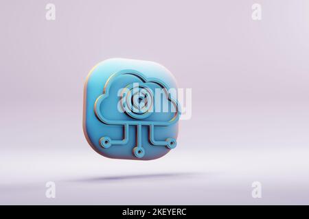 Schöne abstrakte Illustrationen blaue Blockchain Coin Cloud Symbol Symbole auf einem wunderbaren Hintergrund. 3D Rendering-Illustration. Hintergrundmuster für Stockfoto