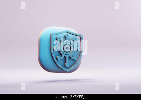 Schöne abstrakte Illustrationen blaue Blockchain-Sicherheitssymbole auf einem wunderbaren Hintergrund. 3D Rendering-Illustration. Hintergrundmuster für de Stockfoto