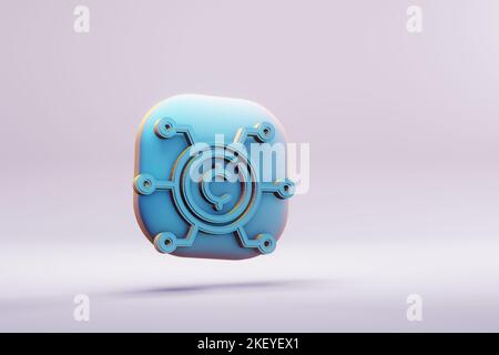 Schöne abstrakte Illustrationen blaue Blockchain Cryptocurrency Coin Symbol Symbole auf einem wunderbaren Hintergrund. 3D Rendering-Illustration. Hintergrund-Pat Stockfoto