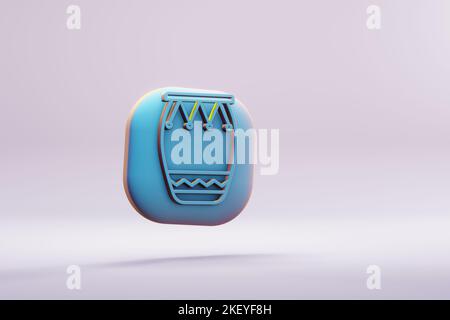 Schöne Illustration Musikinstrument blau Big Bongo Symbol Symbole auf einem hellen rosa Hintergrund. 3D Rendering-Illustration. Hintergrundmuster für Stockfoto