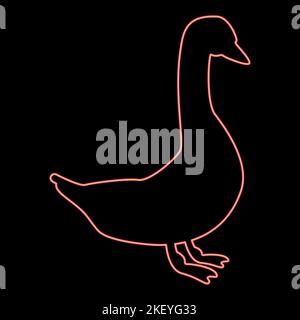 Neon Gänserot Farbe Vektor Illustration Bild flach Stil Licht Stock Vektor