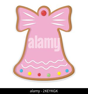 Weihnachten Ingwerkekse Glocke, Farbe Vektor-Illustration Stock Vektor