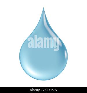 Wassertropfen auf weiß isoliert, 3D-Rendering Stockfoto