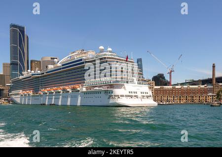 Das Majestic Princess-Schiff vertäute am 12. November 2022 in Sydney, Australien, nachdem es mit rund 800 covid positiven Passagieren angekommen war Stockfoto